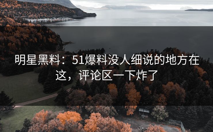 明星黑料：51爆料没人细说的地方在这，评论区一下炸了