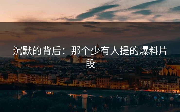 沉默的背后：那个少有人提的爆料片段