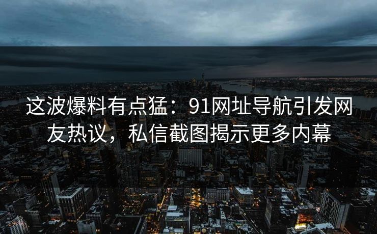 这波爆料有点猛：91网址导航引发网友热议，私信截图揭示更多内幕