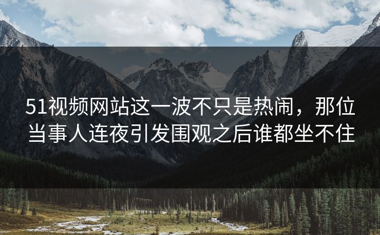 51视频网站这一波不只是热闹，那位当事人连夜引发围观之后谁都坐不住