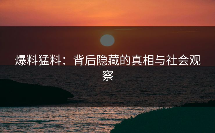 爆料猛料：背后隐藏的真相与社会观察