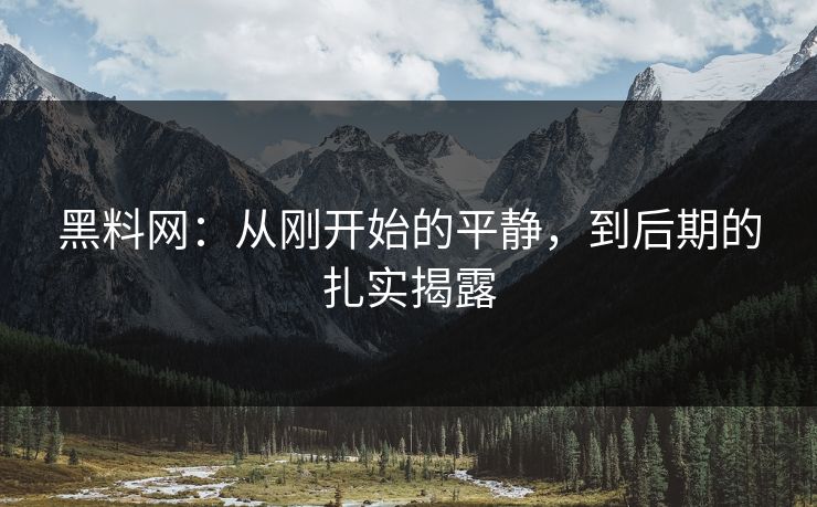黑料网：从刚开始的平静，到后期的扎实揭露