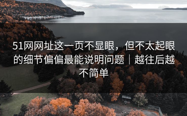 51网网址这一页不显眼，但不太起眼的细节偏偏最能说明问题｜越往后越不简单