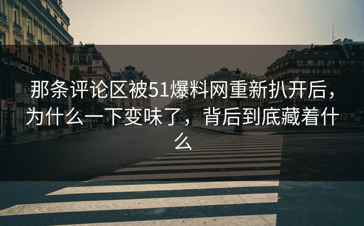 那条评论区被51爆料网重新扒开后，为什么一下变味了，背后到底藏着什么