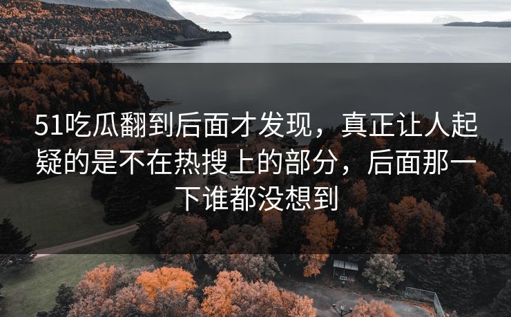 51吃瓜翻到后面才发现，真正让人起疑的是不在热搜上的部分，后面那一下谁都没想到