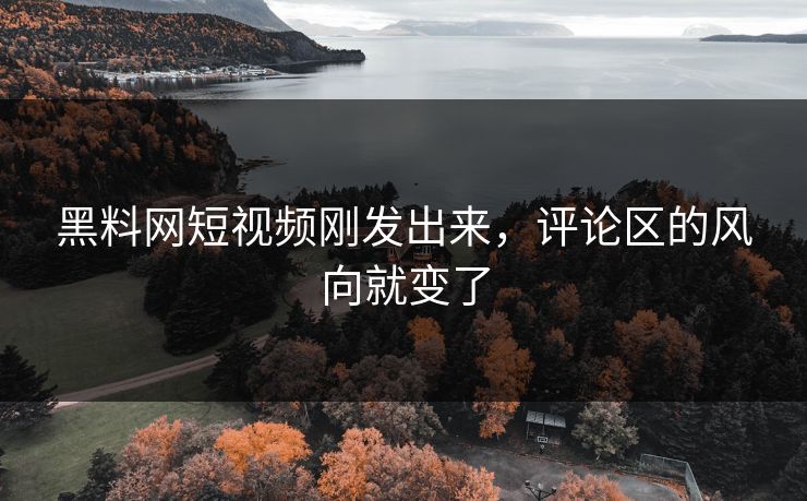 黑料网短视频刚发出来，评论区的风向就变了