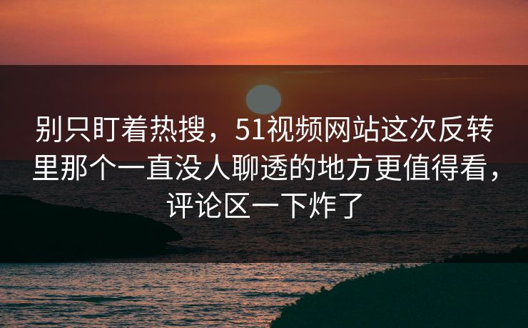 别只盯着热搜，51视频网站这次反转里那个一直没人聊透的地方更值得看，评论区一下炸了
