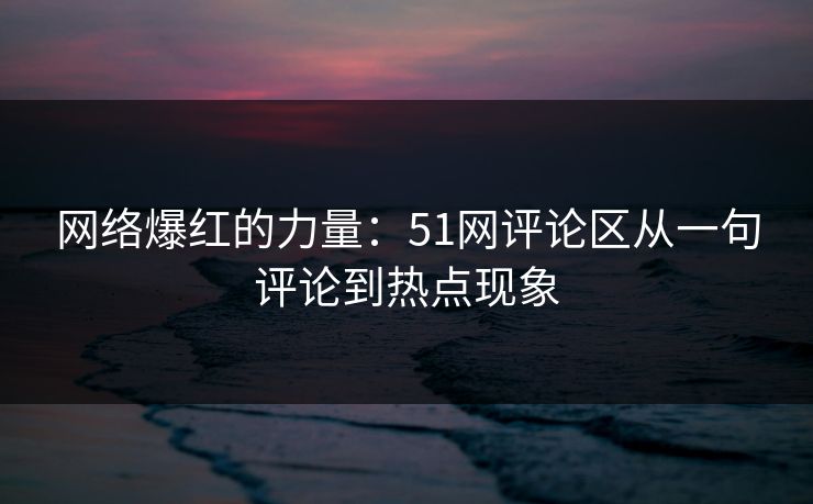 网络爆红的力量：51网评论区从一句评论到热点现象
